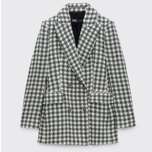 ZARA Double Breasted textured houndstooth Jacket